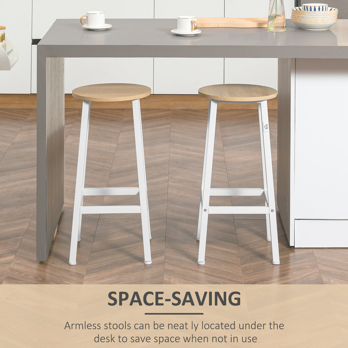easycomfort easycomfort set 2 sgabelli da cucina in truciolato e acciaio con piano liscio e poggiapiedi 32 5x32 5x65 cm bianco e legno