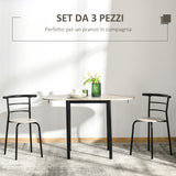 easycomfort easycomfort set da pranzo 3 pezzi con 2 sedie e 1 tavolo da pranzo ovale in mdf e acciaio per spazi limitati