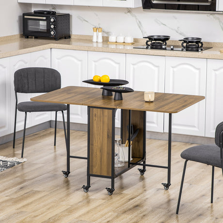easycomfort easycomfort tavolo pieghevole con 6 ruote e mensola stile industriale in legno e metallo marrone chiaro