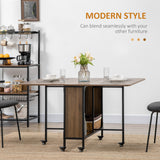 easycomfort easycomfort tavolo pieghevole con 6 ruote e mensola stile industriale in legno e metallo marrone chiaro