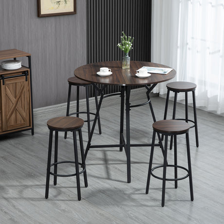 easycomfort easycomfort set da pranzo con tavolo e 4 sgabelli in stile industriale legno e acciaio colore noce