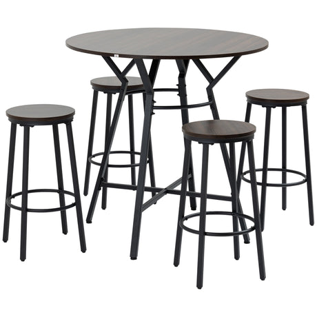 easycomfort easycomfort set da pranzo con tavolo e 4 sgabelli in stile industriale legno e acciaio colore noce