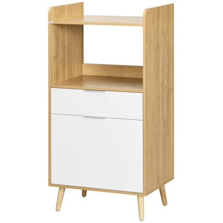 easycomfort easycomfort mobiletto per microonde in truciolato con ripiano superiore cassetto scorrevole e armadietto 58x40x118 cm