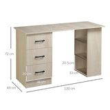 easycomfort easycomfort scrivania pc moderna per camera con 3 cassetti e 3 scaffali in legno per casa e ufficio 120x49x72cm