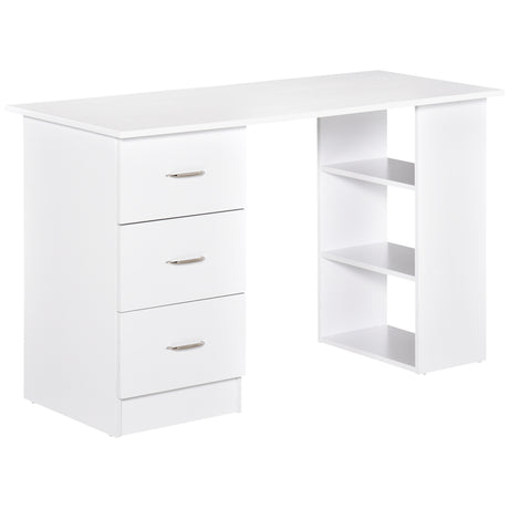 easycomfort easycomfort scrivania porta pc con 3 cassetti e 3 ripiani scrivania per camera e ufficio in legno 120x49x72cm bianco ean 8054111847582