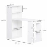 easycomfort easycomfort scrivania computer con libreria salvaspazio tavolo da pranzo per ufficio e studio 120x55x120 cm bianco ean 8054144130781