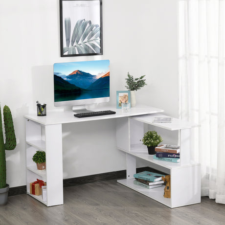 easycomfort easycomfort scrivania ad angolo con 5 ripiani 120 x 100 x 74 5cm bianca ean 8054111845861