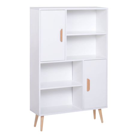 easycomfort easycomfort libreria scaffale multifunzionale salvaspazio con 2 porte da soggiorno pannelli particelle 80 x 23 5 x 123cm bianco ean 8054144132976