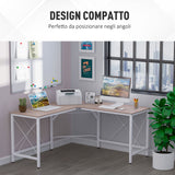 easycomfort easycomfort scrivania angolo spaziosa in legno e metallo rovere e bianco ean 8054144134208