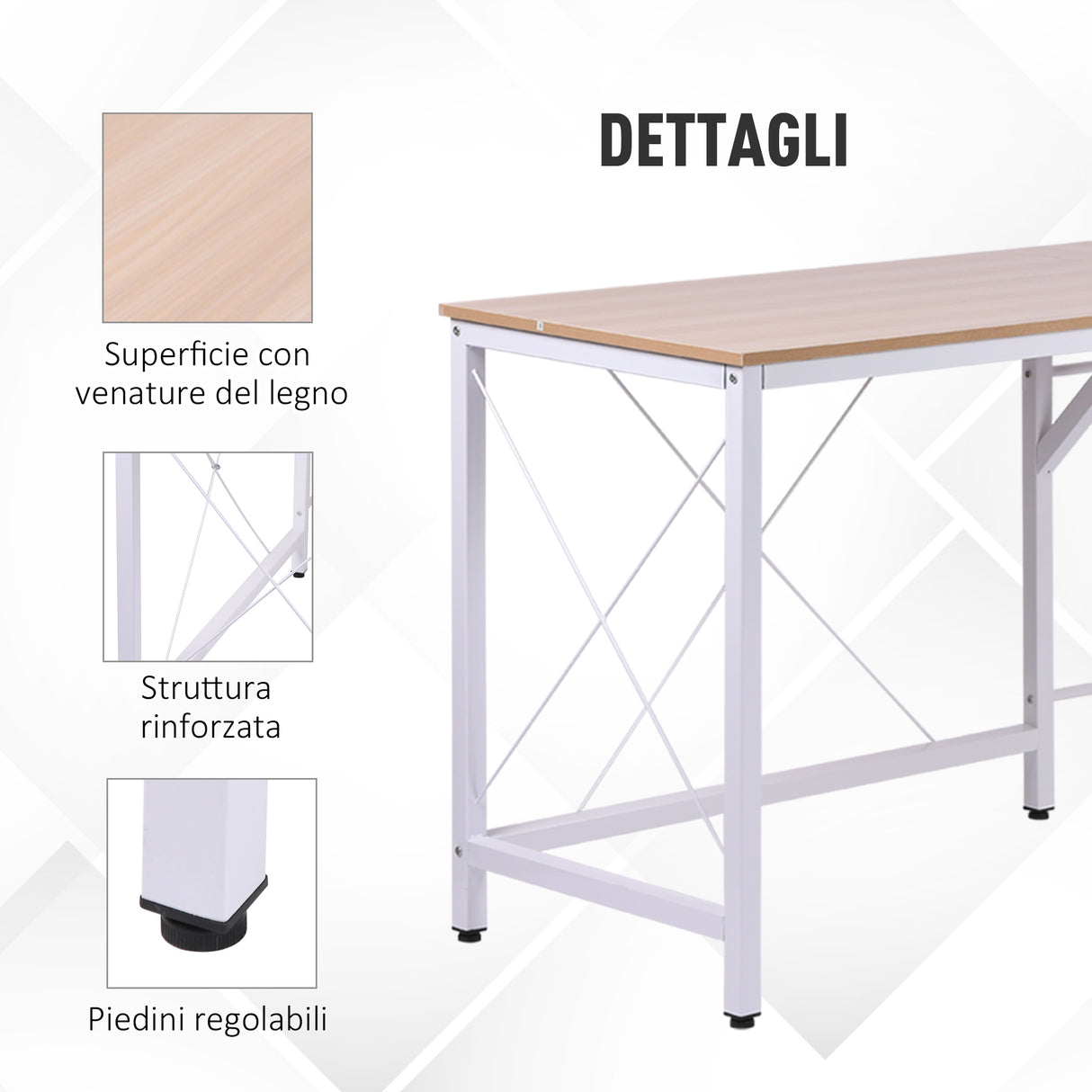 easycomfort easycomfort scrivania angolo spaziosa in legno e metallo rovere e bianco ean 8054144134208