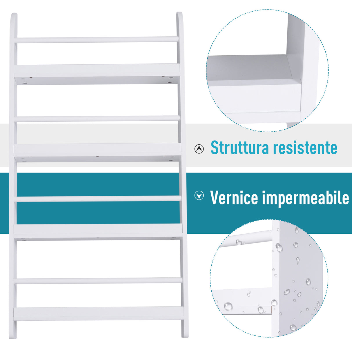 easycomfort easycomfort libreria da parete con 4 ripiani in legno bianco impermeabile carico massimo 30kg 59cm x 12cm x 113cm ean 8054111841955