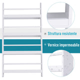 easycomfort easycomfort libreria da parete con 4 ripiani in legno bianco impermeabile carico massimo 30kg 59cm x 12cm x 113cm ean 8054111841955