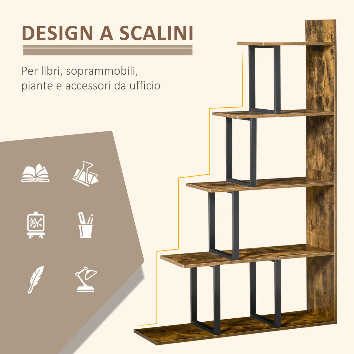 easycomfort easycomfort libreria stile industriale 5 livelli 102 x 30 x 160 cm ean 8054111844178