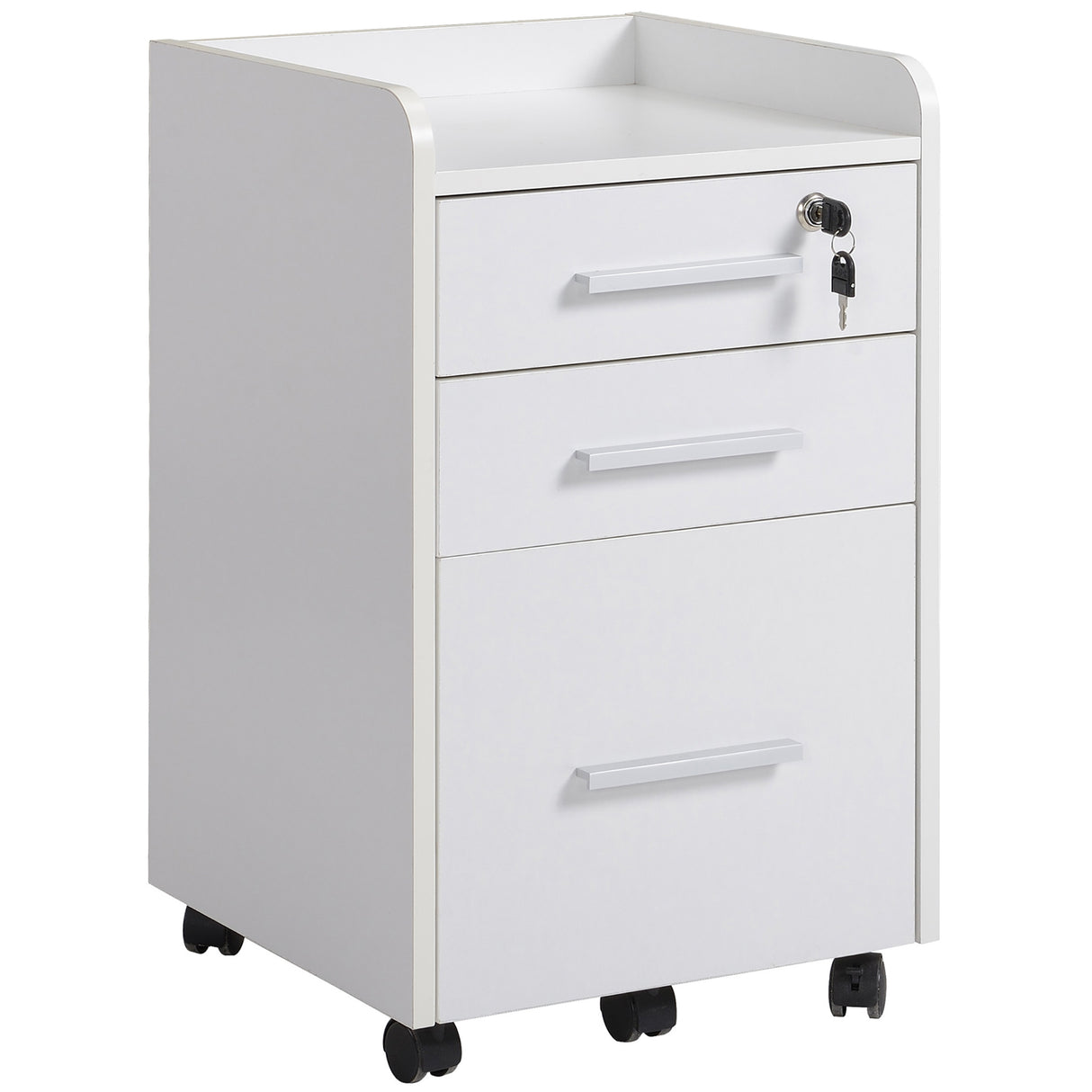easycomfort easycomfort cassettiera portadocumento da ufficio bianca in legno 3 cassetti con chiavi e 5 ruote 39 2 x 40 x 65 4cm ean 8054144130576