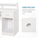easycomfort easycomfort scrivania per computer compatta scrivania pc fisso in legno bianco con ripiano tastiera estraibile e mensole 104x48x95 5cm ean 8054144130675