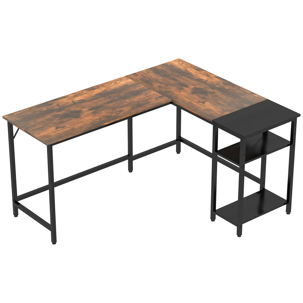 easycomfort easycomfort scrivania angolare per computer stile industriale con ripiano laterale nera ean 8054144130255