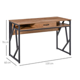 easycomfort easycomfort scrivania in metallo e mdf stile industriale con mensole e cassetto 120x60x76cm nero marrone