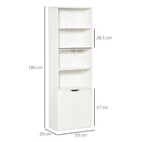 easycomfort easycomfort libreria moderna 4 ripiani con armadietto a 2 ante in legno 59x29x180cm bianca