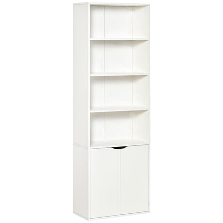 easycomfort easycomfort libreria moderna 4 ripiani con armadietto a 2 ante in legno 59x29x180cm bianca