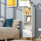 easycomfort easycomfort scaffale libreria con 3 ripiani e 1 armadietto in legno 40x30x129 5cm bianco