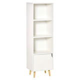 easycomfort easycomfort scaffale libreria con 3 ripiani e 1 armadietto in legno 40x30x129 5cm bianco
