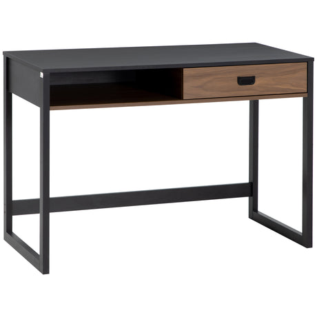 easycomfort easycomfort scrivania per camera e ufficio con cassetto stile industriale 110x50x76cm noce e nero
