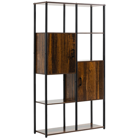 easycomfort easycomfort libreria stile industriale con 4 ripiani e 2 armadietti 90x30x159 5cm nero e marrone
