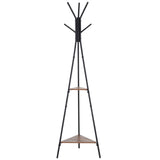 easycomfort easycomfort appendiabiti ad albero con 2 ripiani nero e marrone in metallo e legno ean 8054111843195