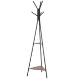 easycomfort easycomfort appendiabiti ad albero con 2 ripiani nero e marrone in metallo e legno ean 8054111843195