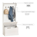 easycomfort easycomfort appendiabiti con panca contenitore in mdf per casa e ingresso max 100kg 71 5 x 39 5 x 170cm bianco ean 8054144139944