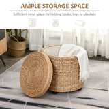 easycomfort easycomfort pouf contenitore rotondo stile boho con rivestimento naturale tavolino da salotto 43x43cm kaki