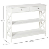 easycomfort easycomfort tavolo consolle con 2 cassetti e 2 mensole mobile da ingresso e soggiorno in mdf 100x30 5x80cm bianco ean 8054144133713