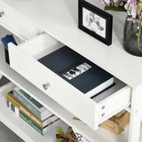 easycomfort easycomfort tavolo consolle con 2 cassetti e 2 mensole mobile da ingresso e soggiorno in mdf 100x30 5x80cm bianco ean 8054144133713