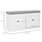 easycomfort easycomfort panca scarpiera salvaspazio in legno con cuscino 2 cassetti con mensola regolabile per 8 scarpe 104x24x55cm bianco