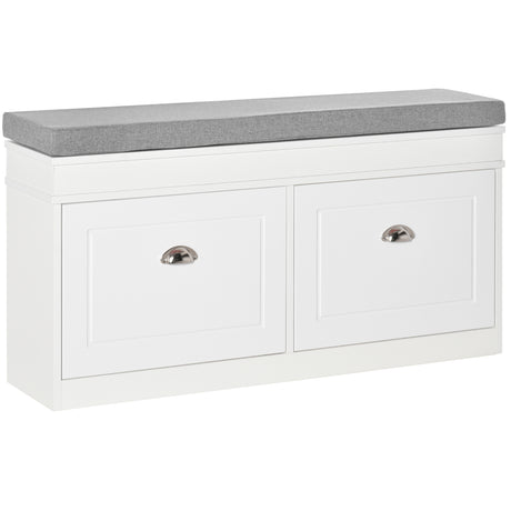 easycomfort easycomfort panca scarpiera salvaspazio in legno con cuscino 2 cassetti con mensola regolabile per 8 scarpe 104x24x55cm bianco