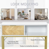 easycomfort easycomfort tavolo consolle in legno consolle da ingresso o salotto con design moderno bianco e oro 80x30x80 5cm