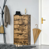 easycomfort easycomfort mobile scarpiera salvaspazio a 3 ante con mensole regolabili per 12 18 scarpe in legno marrone rustico