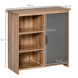 easycomfort easycomfort mobiletto multiuso con ripiani e armadietto in legno con anta in metallo mobile per soggiorno e cucina 80x35x82cm marrone grigio