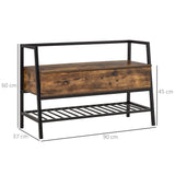 easycomfort easycomfort mobile scarpiera con vano contenitore legno e metallo marrone