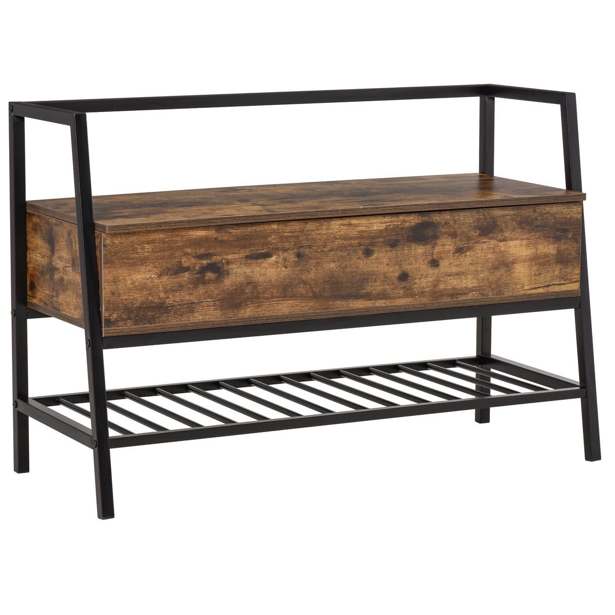 easycomfort easycomfort mobile scarpiera con vano contenitore legno e metallo marrone