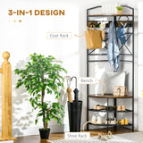 easycomfort easycomfort appendiabiti da terra angolare con panca e scarpiera in stile industriale 50x50x183cm marrone