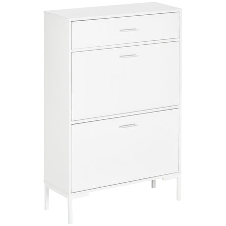 easycomfort easycomfort mobile scarpiera moderno per 12 paia di scarpe con 2 ante a ribalta e cassetto 76x26x110 cm bianco