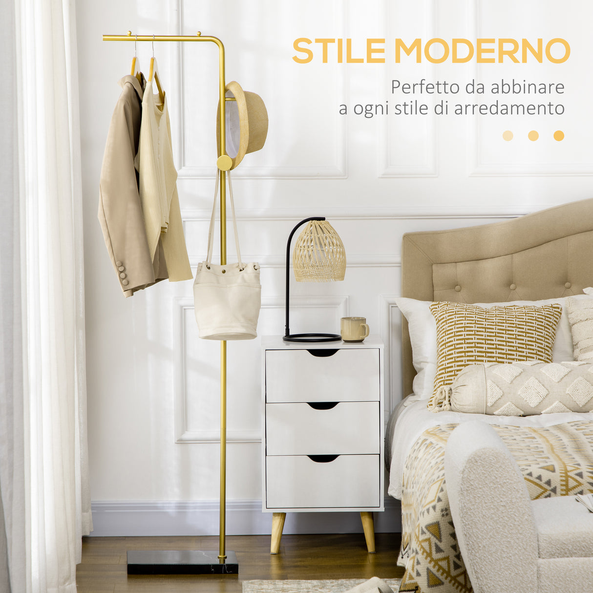 easycomfort easycomfort appendiabiti con 2 ganci per ingresso camera da letto e soggiorno in metallo e marmo 35x25x170 cm oro e nero