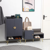 easycomfort easycomfort mobile scarpiera da ingresso con seduta imbottita e armadietto per 4 paia di scarpe 80x33x49cm grigio