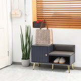 easycomfort easycomfort mobile scarpiera da ingresso con seduta imbottita e armadietto per 4 paia di scarpe 80x33x49cm grigio