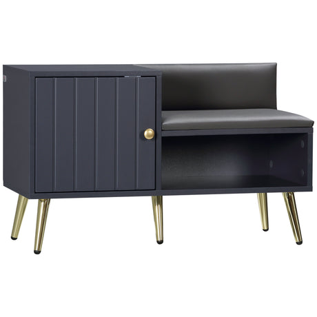 easycomfort easycomfort mobile scarpiera da ingresso con seduta imbottita e armadietto per 4 paia di scarpe 80x33x49cm grigio