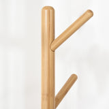 easycomfort easycomfort appendiabiti da terra per ingresso in mdf e alluminio con 5 ganci in bambu e tavolino rotondo 39 5x39 5x171 cm