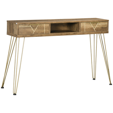 easycomfort easycomfort tavolo consolle in truciolato e acciaio per ingresso e soggiorno con ripiano aperto e 2 cassetti 120x29x79 cm