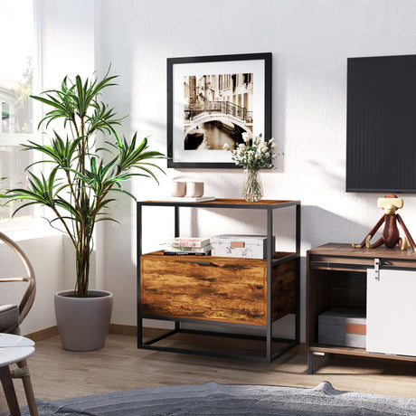 easycomfort easycomfort credenza in stile industriale como vintage in legno e metallo per soggiorno o camera con 1 cassetto 73x45 5x76cm ean 8054144134451