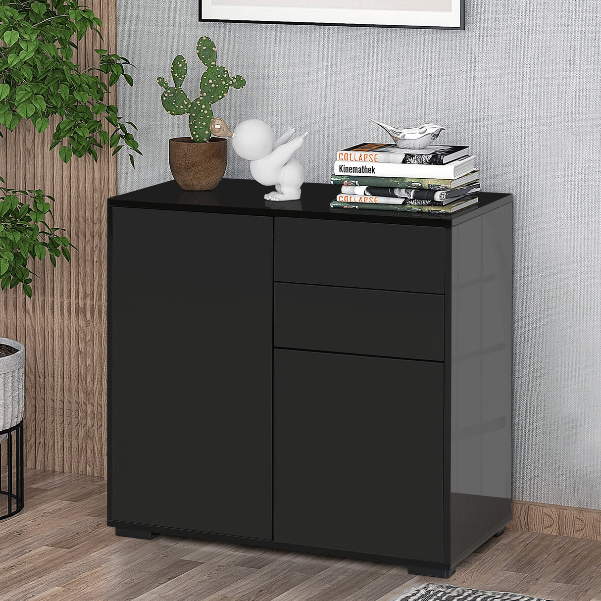 easycomfort easycomfort mobiletto multiuso per casa e ufficio con 2 cassetti e 2 armadietti apertura a pressione 79x36x74cm